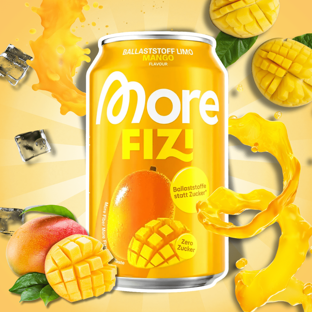 Image of More Nutrition Fizi Fiber Lime Mango 330 Ml - Refreshing Drink With Mango Flavor