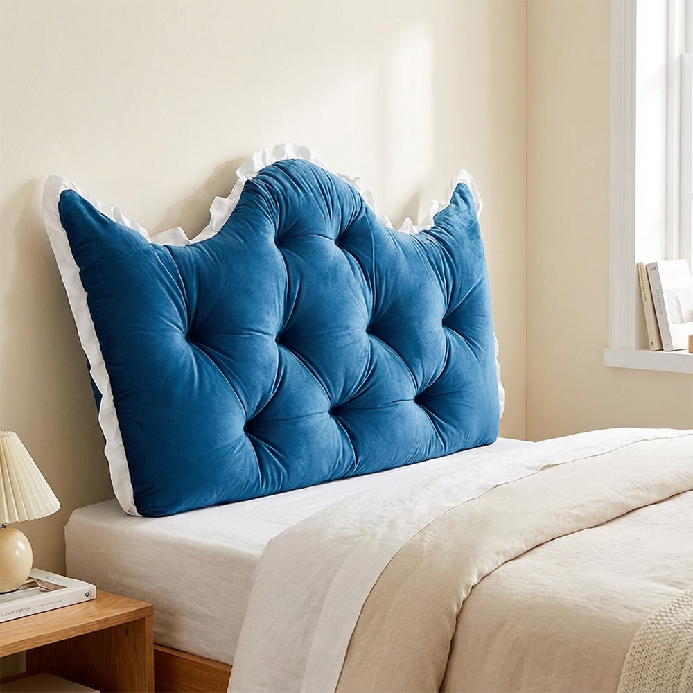 TEMU 1pc Headboard Cushion Comfortable Soft Backrest With Lace Edges Cushion Waist Support Bolster For Twin, Full, Queen, King Beds Classic & Elegant