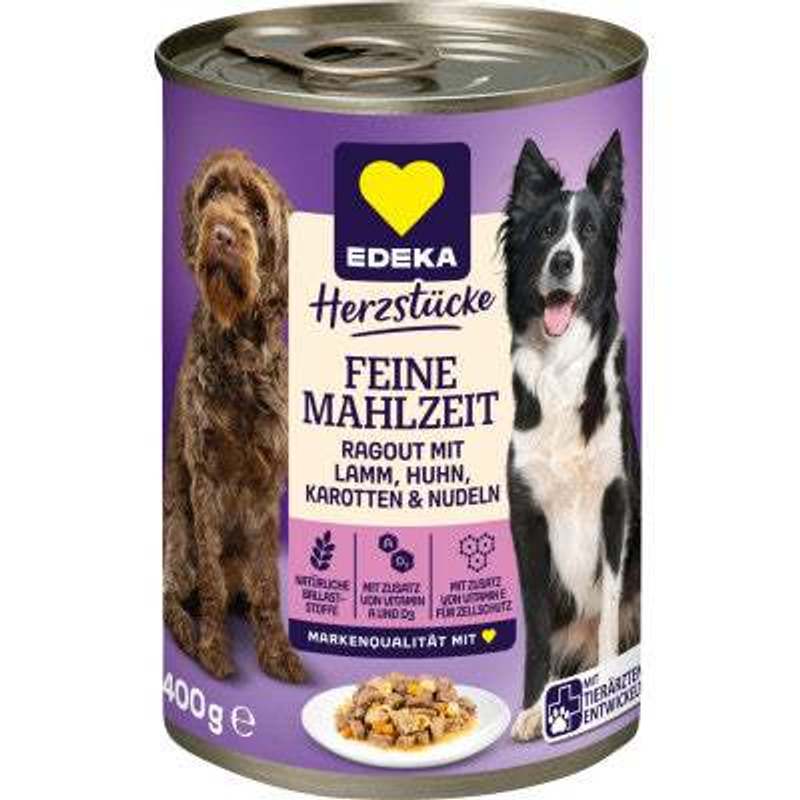12x Edeka Heart Pieces Fine Meal With Lamb, Chicken, Noodles & Carrots 400g (12x400g)