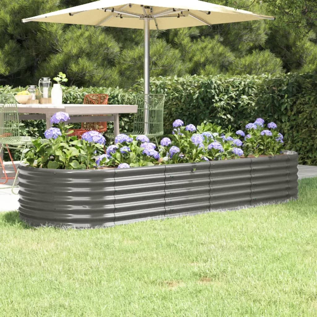 Vidaxl Raised Bed Made Of Galvanized Steel 224 X 80 X 36 Cm, Grey
