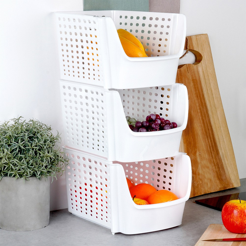 Image of Vegetable And Fruit Container, White, 29x21x16 Cm, 3pcs.