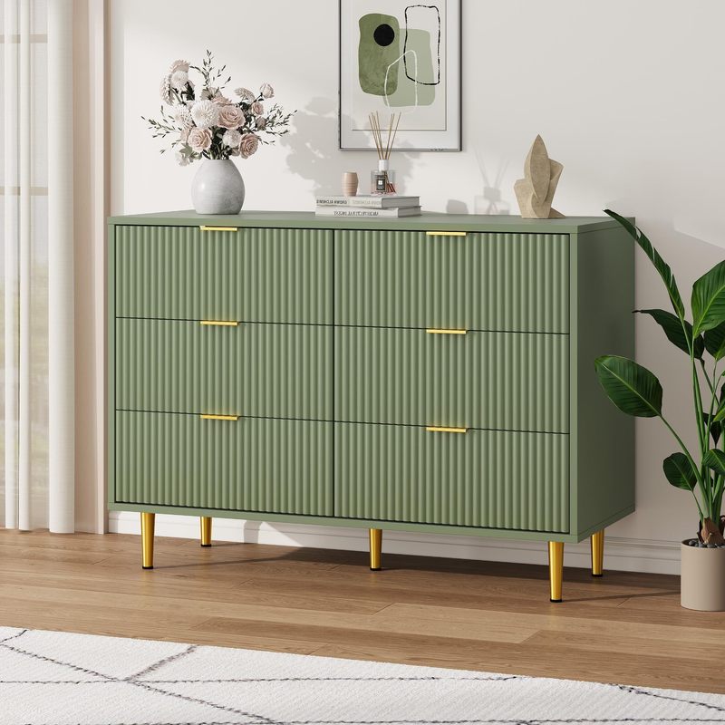 Image of 2-pack Wave 6-drawer Chest Of Drawers, Eu Style, Avocado Green