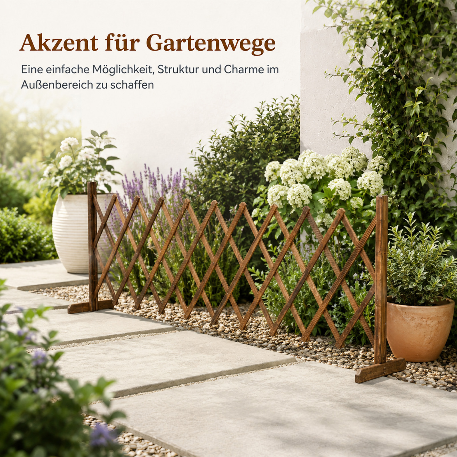 Removable Wooden Fence For The Garden – Freestanding Trellis / Privacy Screen / Security Fence – Versatile Fence For Plants, Pets & Dogs – Height 70 Cm, Width 80-200 Cm