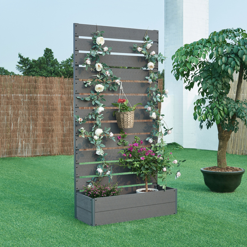 Planter With Privacy Screen 'heerde' Wpc Grey
