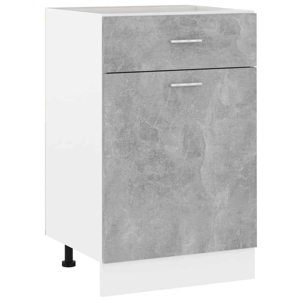 Image of Vidaxl Push-under Cabinet "" Concrete Grey 50x46x81.5 Cm Wood, Kitchen Cabinet, Cabinet, Gastro Furniture, Kitchen Furniture, Storage Cabinet