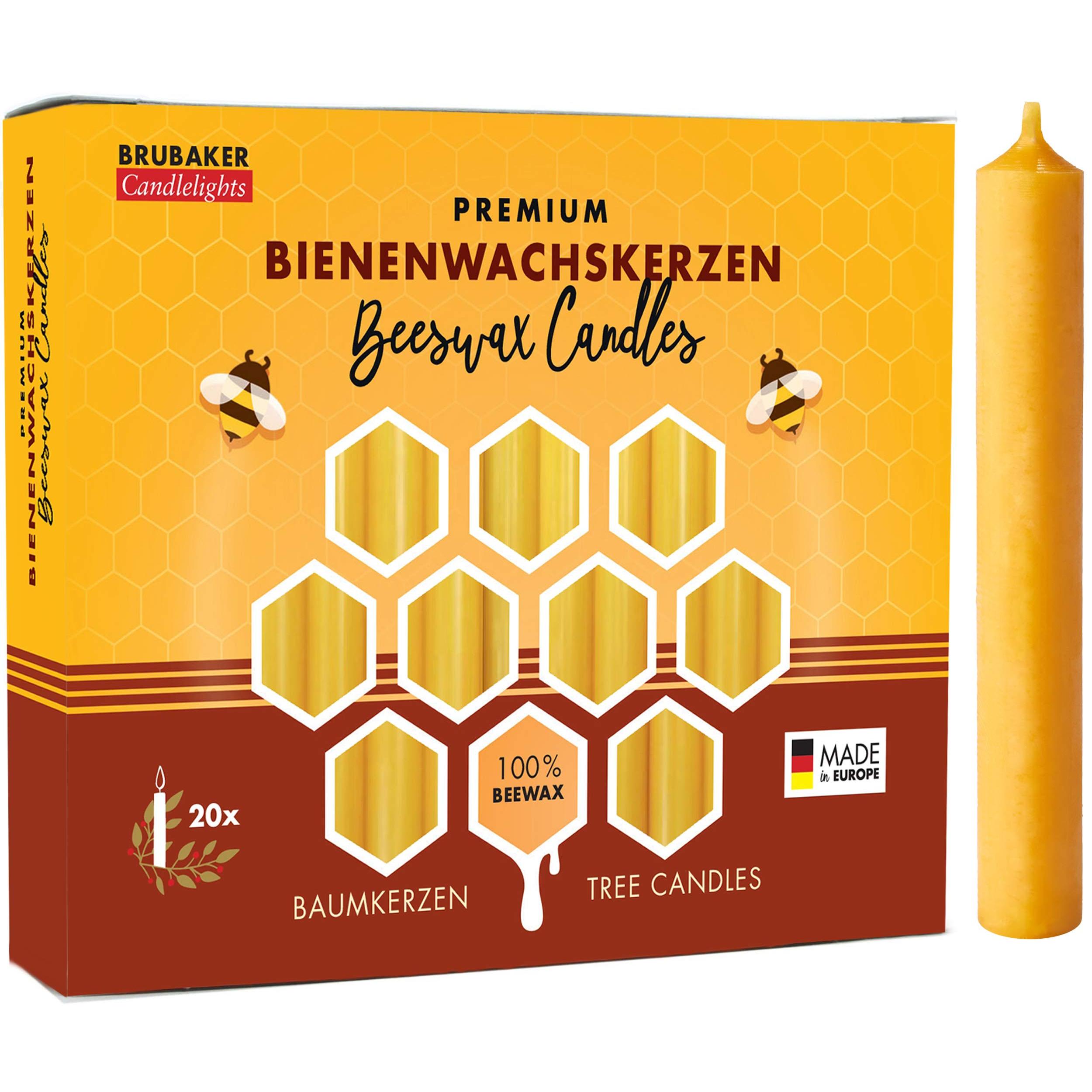 Brubaker 20pcs Pack Of Tree Candles Beeswax Christmas Candles