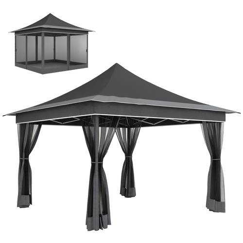 3 5x3 5x3m foldable garden canopy with adjustable height 4 mosquito nets uv50 protection and carrying bag dark grey gazebo for outdoor parties camping