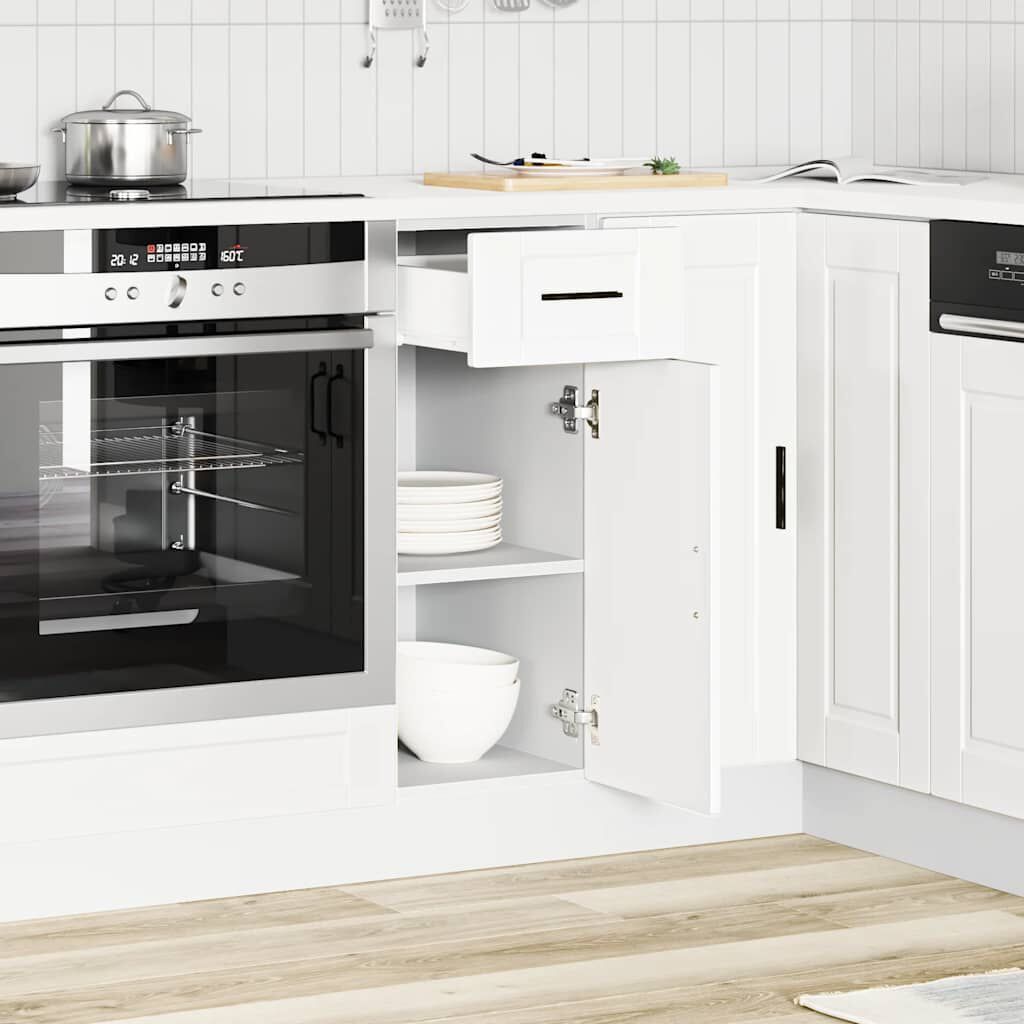 Porto White Wooden Material Kitchen Base Cabinet
