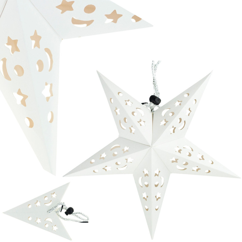 Image of 3d Foldable Christmas Stained Glass Paper Star Window Decoration, 45cm, Lace Design