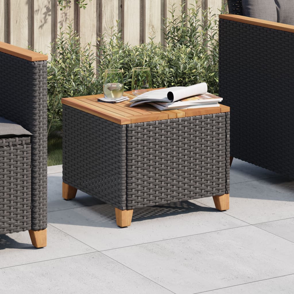 Vidaxl Garden Table Side Table Coffee Table Poly Rattan Acacia Wood