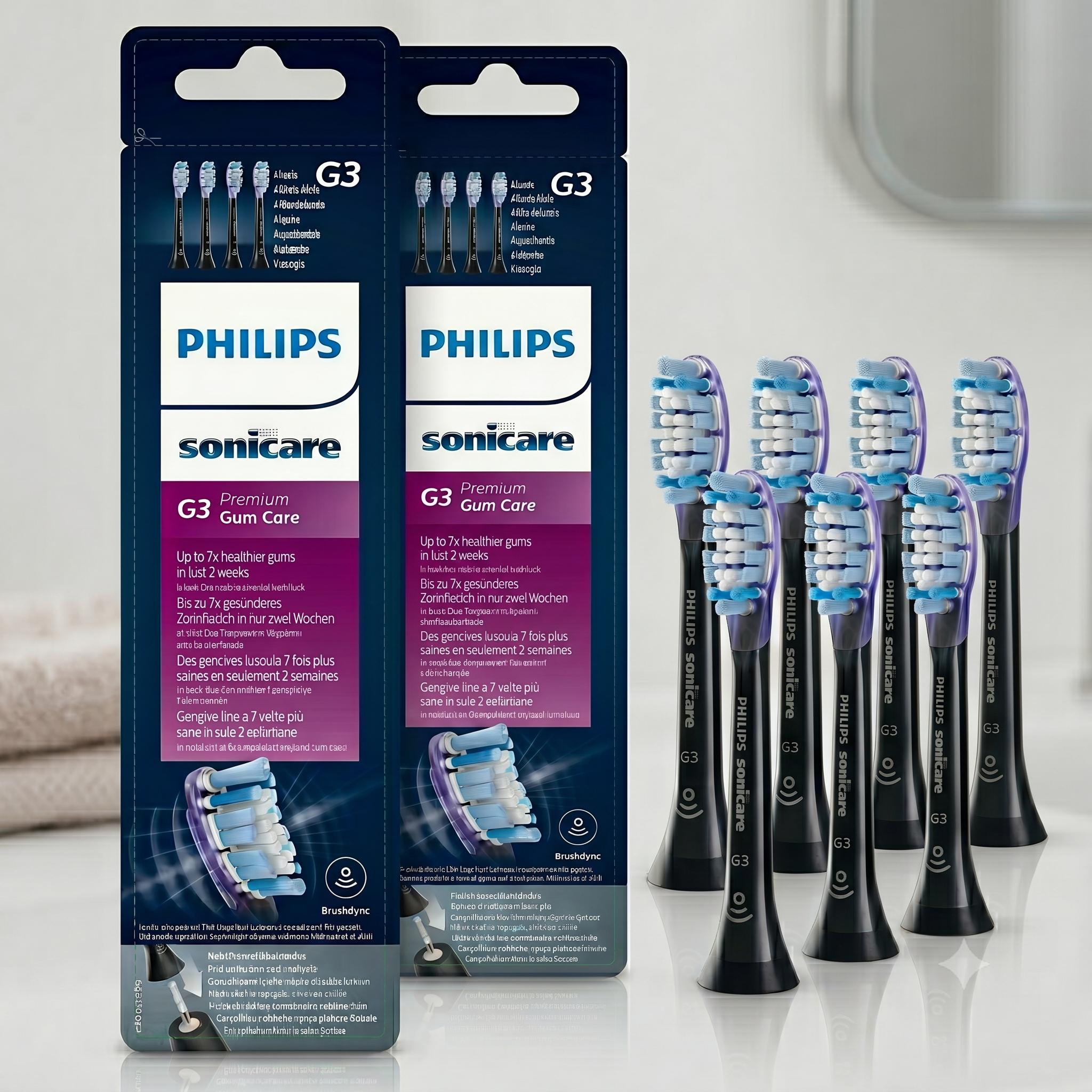 Image of Brushes Compatible With Sonicare | 8pcs (2x 4pcs Set) Replacement Brushes Black Gum Care | Electric Toothbrush Attachments Replacement Brush Heads | Gum Care &