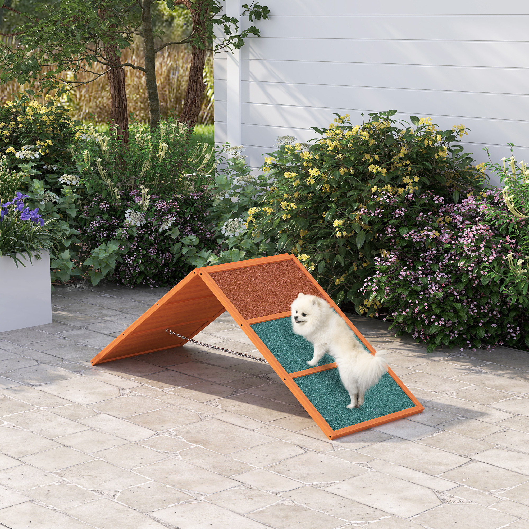 Dog Agility Bridge, Foldable Agility Equipment For Dogs With Non-slip Surface, Height-adjustable Agility Device, Supports Up To 40 Kg, For Garden, 173 X 59 Cm, Orange