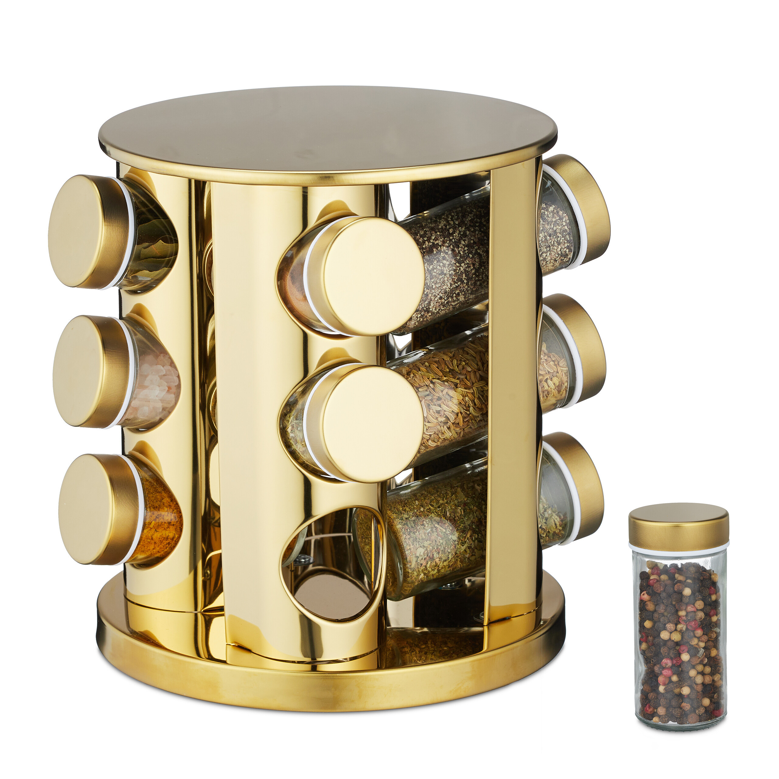 Spice Carousel In Gold - (h)22 X Ø 20 Cm