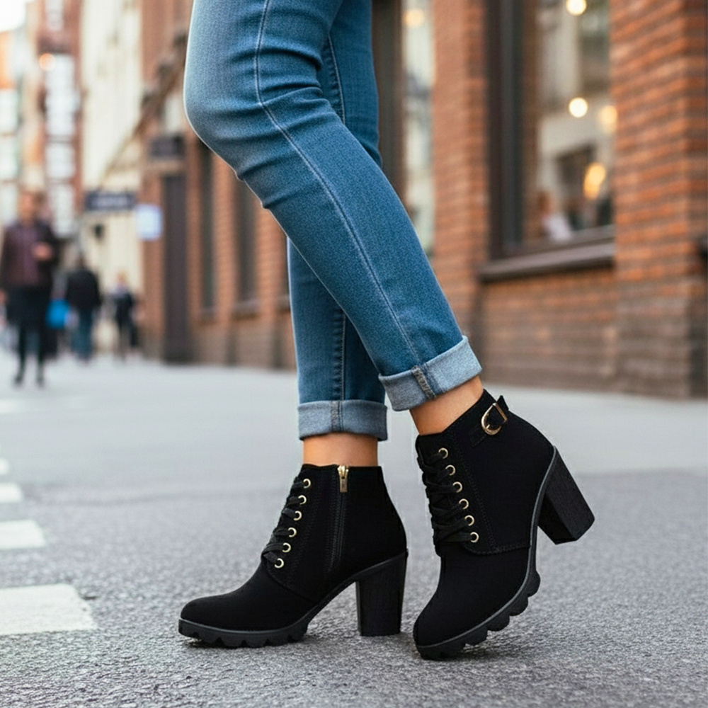 TEMU Fashionable And Elegant Women's Ankle Boots, Featuring Lightweight High Heels, A Side Zipper For , And Soft Insoles To Reduce Joint Pressure And