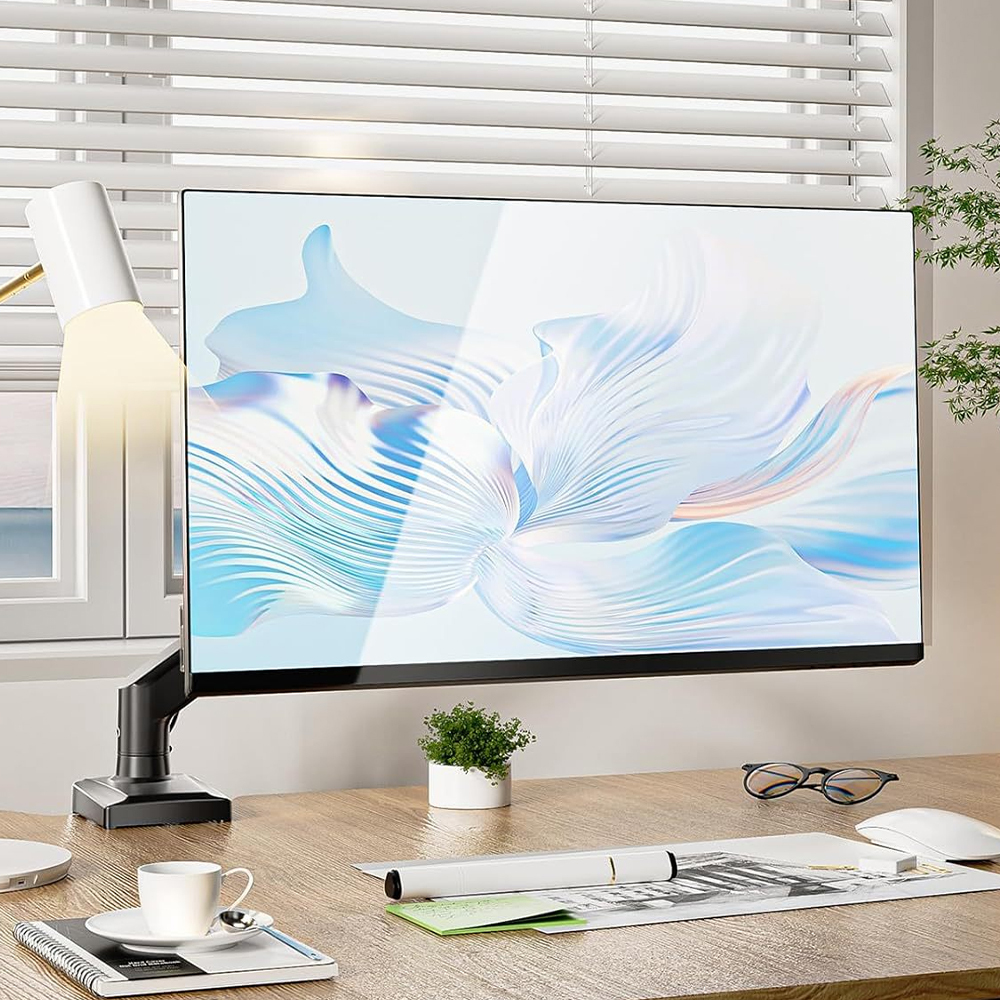 TEMU 1pc Professional Single Monitor Arm, Heavy Duty Gas Spring Desk Mount Holds 32 Inch Screens, Adjustable Height Tilt Swivel Rotation With Cable