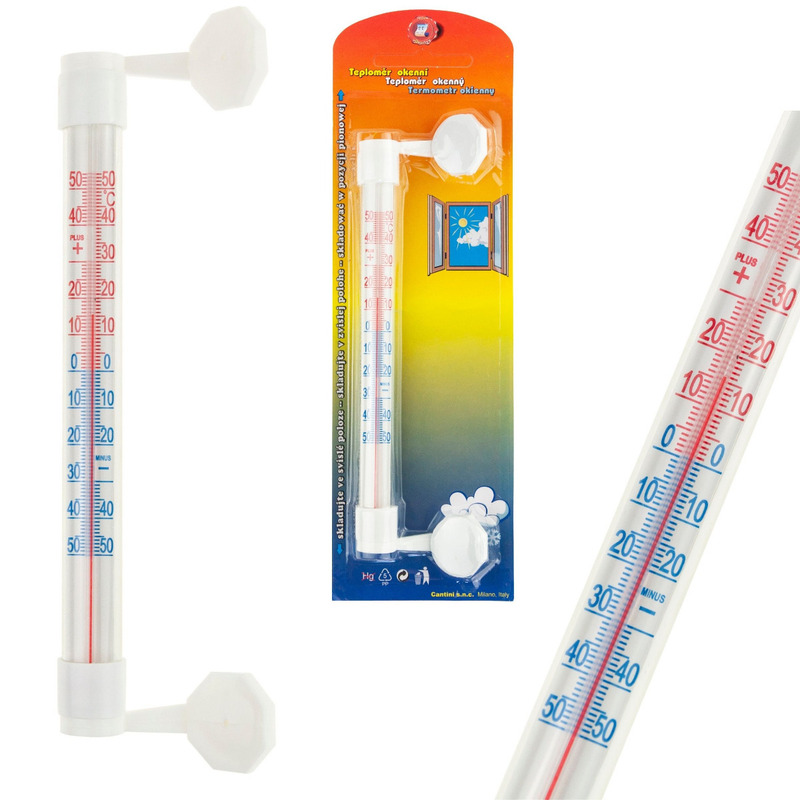Window Thermometer, External, White, Adhesive Balcony