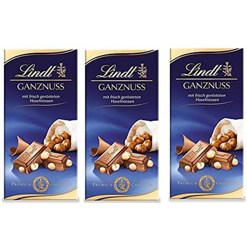 Lindt Whole Hazelnut Chocolate | 3x 100g Bars | Alpine Milk Chocolate With Freshly Roasted Hazelnuts | Chocolate Bar | Chocolate Gift | Best Before: 09/2026