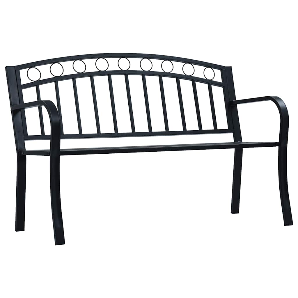 Image of Garden Bench Park Bench Seat Bench Garden Furniture Metal Bench Terrace Bench Bank Balcony 125cm Black Steel