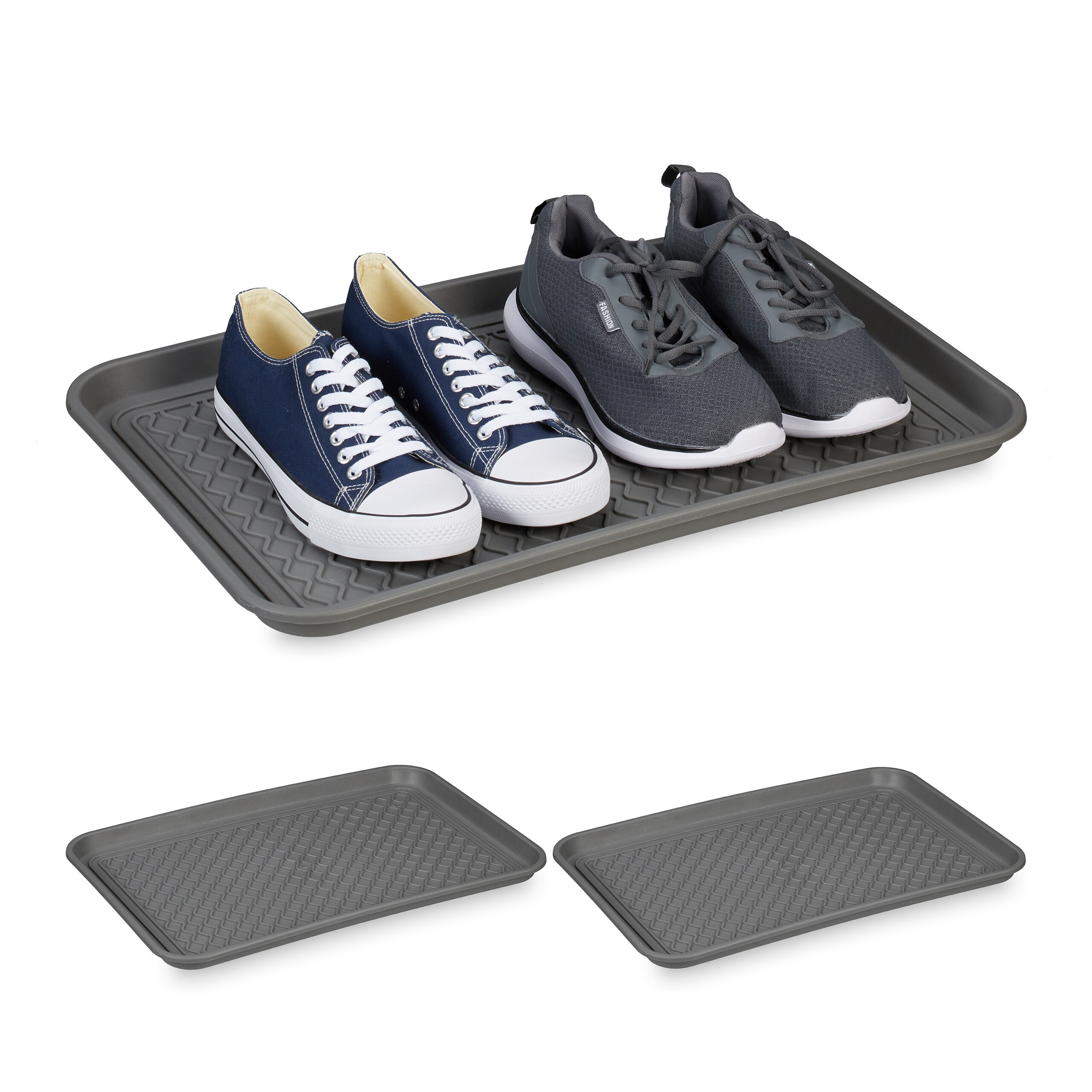 E-shop 3 x Schuhabtropfschale in Grau - (B)60 x (H)3 x (T)40 cm