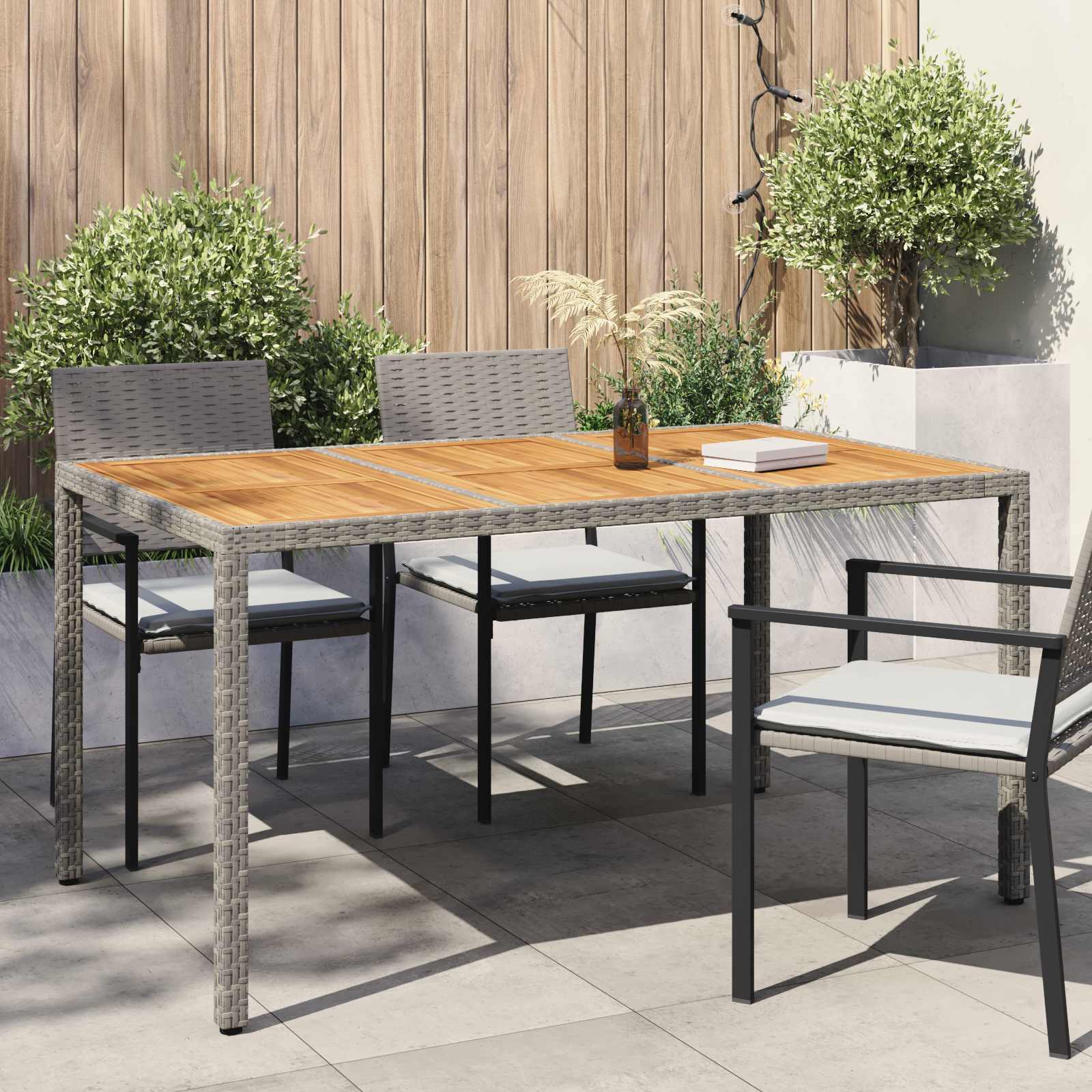 Garden Table Grey 150 X 90 X 75 Cm Poly Rattan, Garden And Patio Tables, Modern Outdoor , Durable Furniture, Uv-resistant Seating
