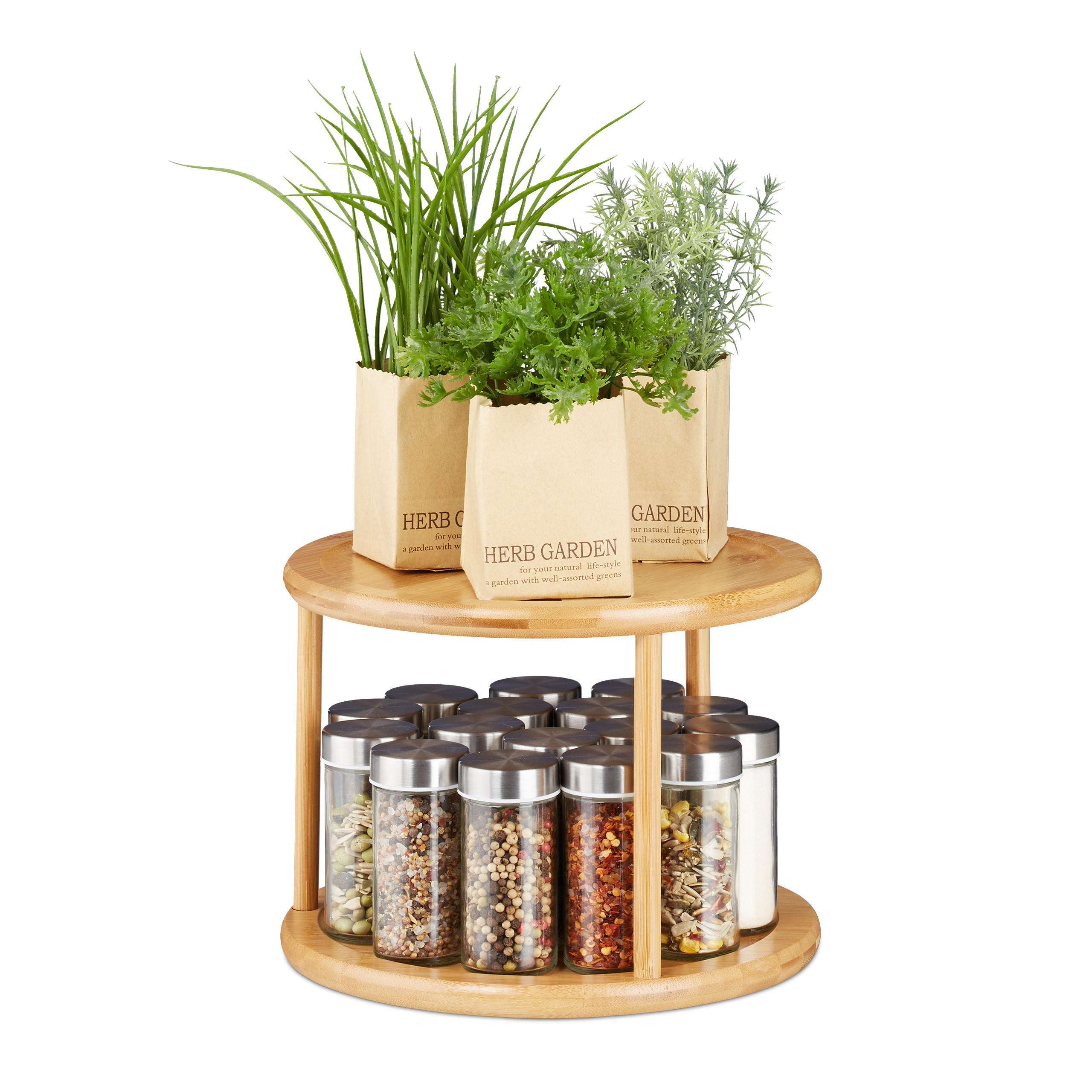 Rotating Kitchen Shelf In Natural - (h)19.5 X Ø 24.5 Cm
