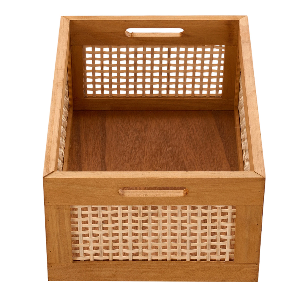 Boho Rattan Storage Basket for Desktop Organization