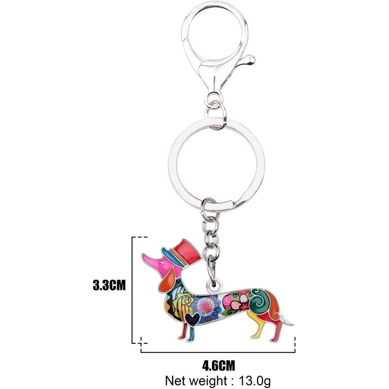Dachshund Dog Enamel Key Chain Alloy Metal Bag Car Charm Jewelry for Women Girls