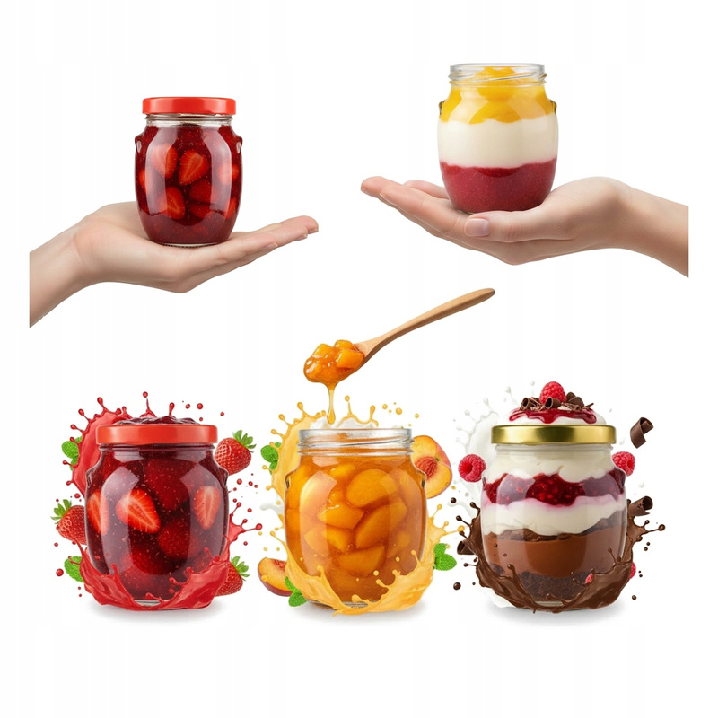 5pcs Of Glass Amphora Jar 145 Ml Honey Jam + Lid