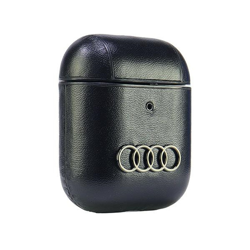 Airpods 1,2 Leather Big Logo Case, Black - Elegant Leather, Protective Coating, Perfect Fit, High-Quality Material, Stylish Design