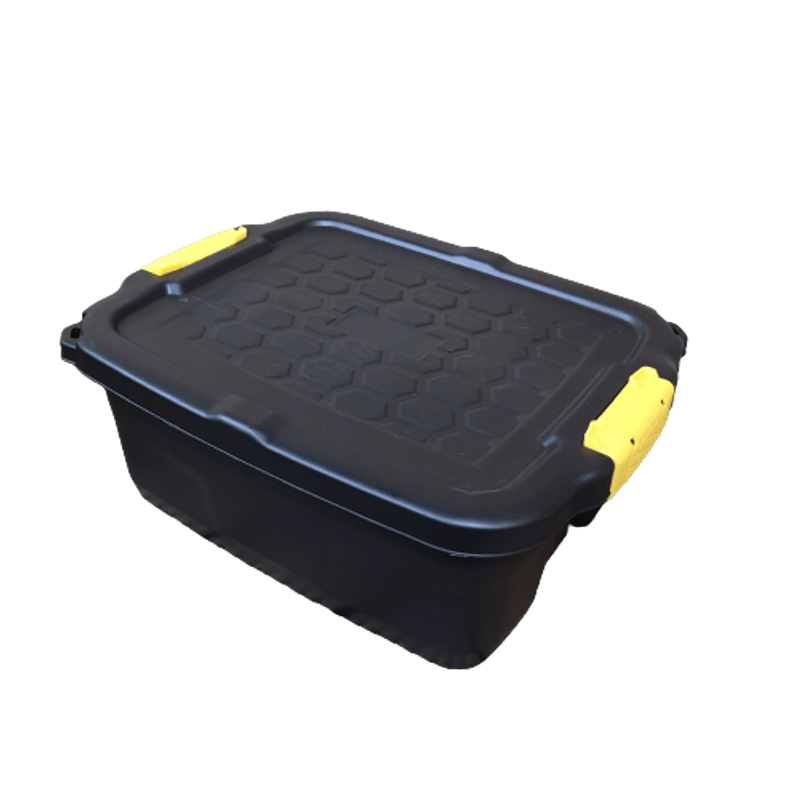 TEMU 24l Heavy Duty Storage Box Sturdy, Lockable, Stackable And Nestable Design Storage Chest With Clips In Black