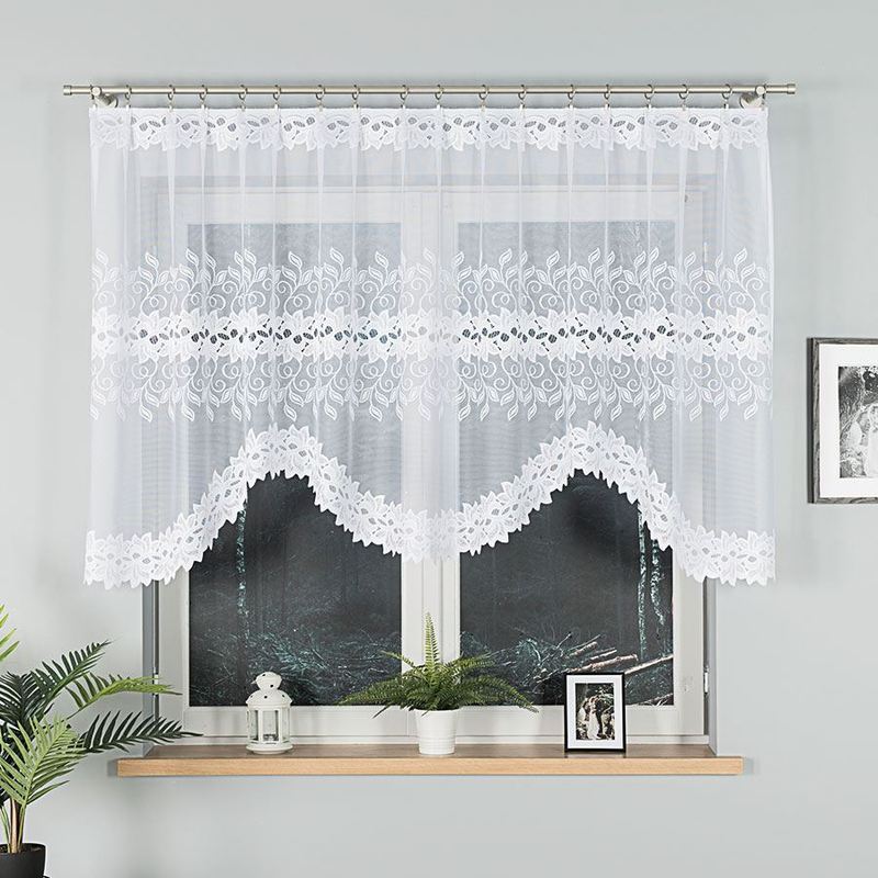 Image of - Fringed Curtain With A Cut At - 250x120 Cm - White