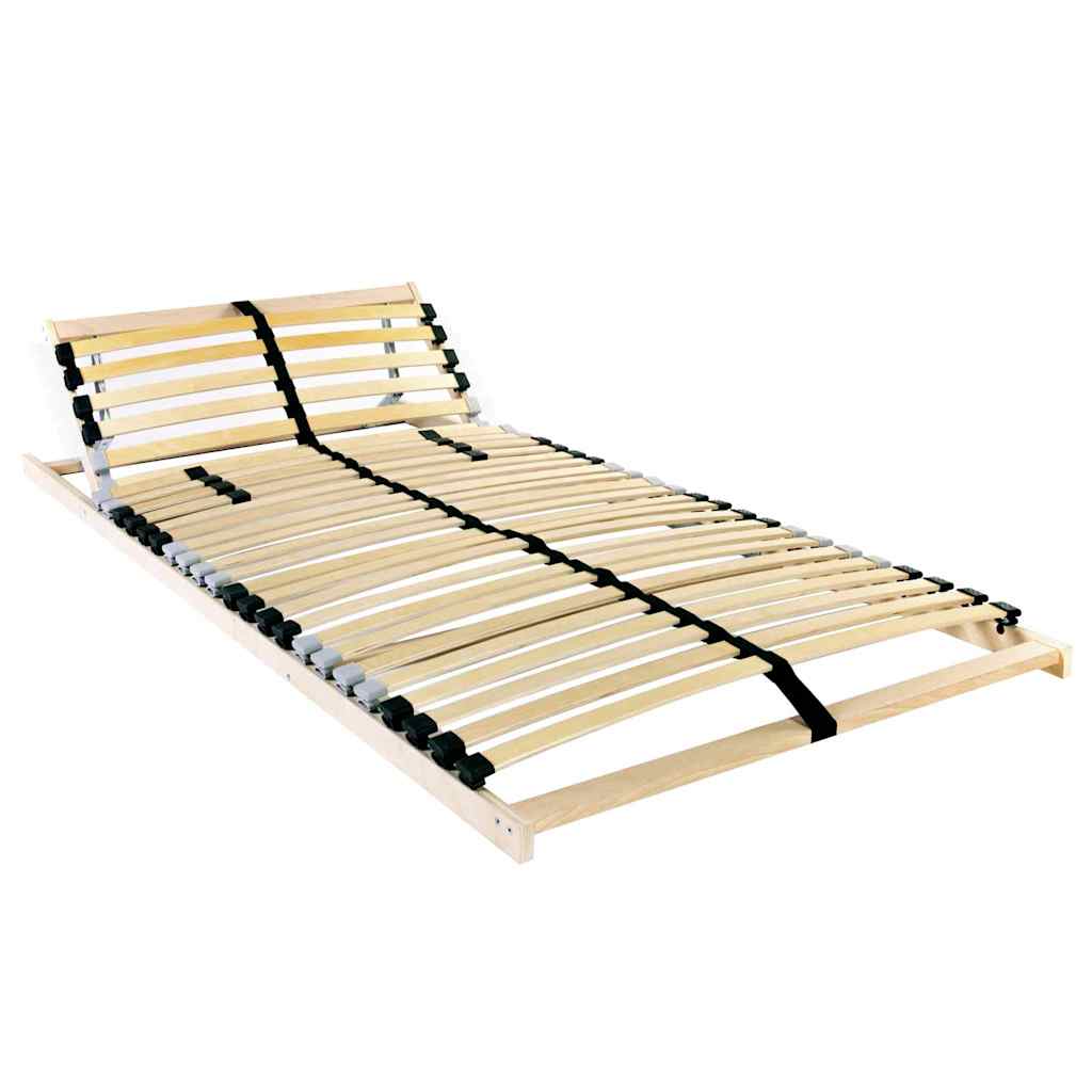 Image of Vidaxl Adjustable, Manual Slatted Bed Base Made Of Solid Wood In Brown, 90 X 190 Cm, Sturdy Design For Indoor Use, , Easy To Clean With A Damp Cloth, Modern Bench