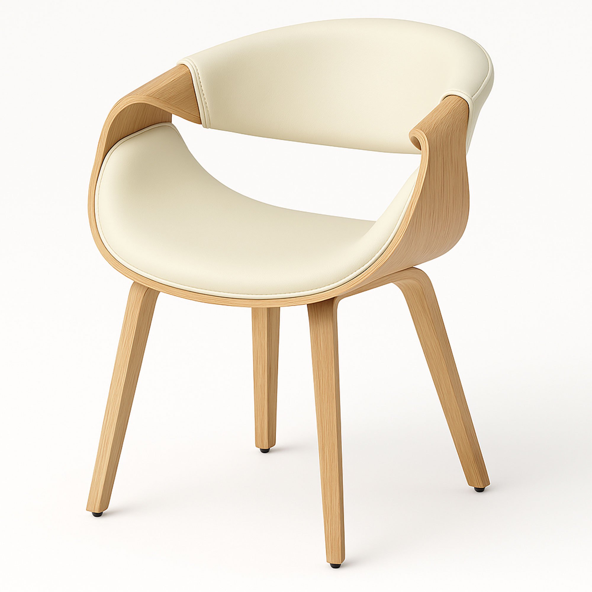 Yorkshire - Armchair In Solid Wood And White Leatherette