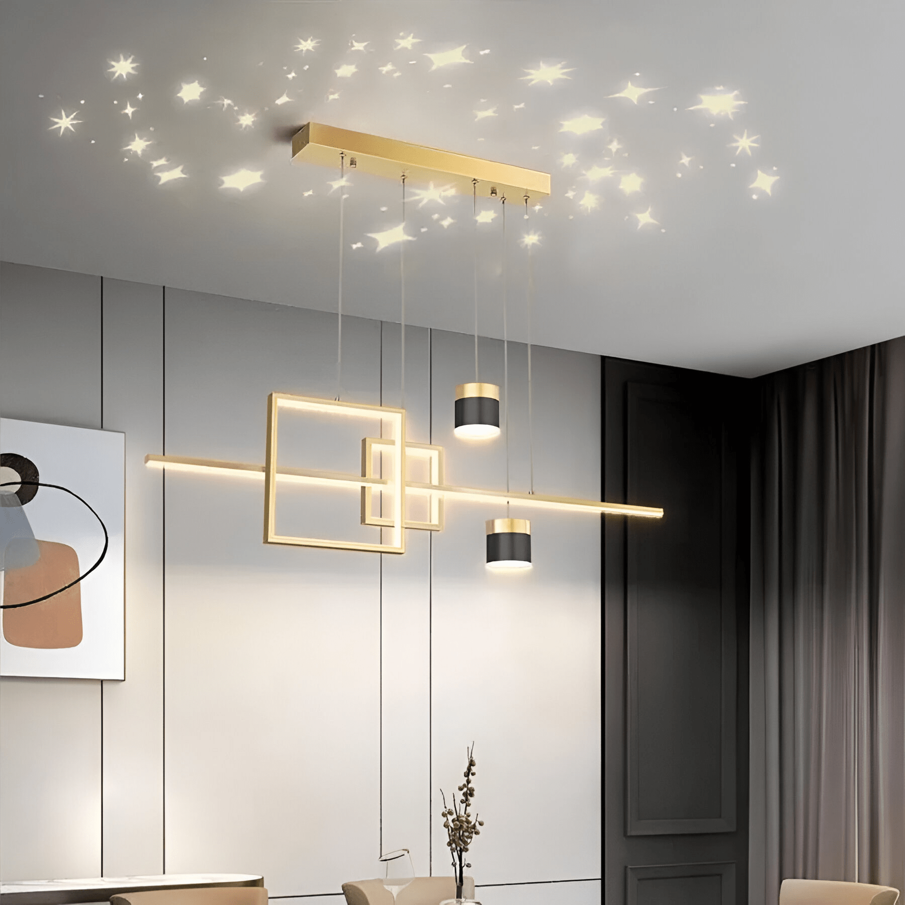 TEMU 2-year Warranty, Denisse 81w Led Pendant Light With Remote Control, Cold/warm/neutral Light, Dimmable, Golden, Adjustable Height, 2233/4gd, 100