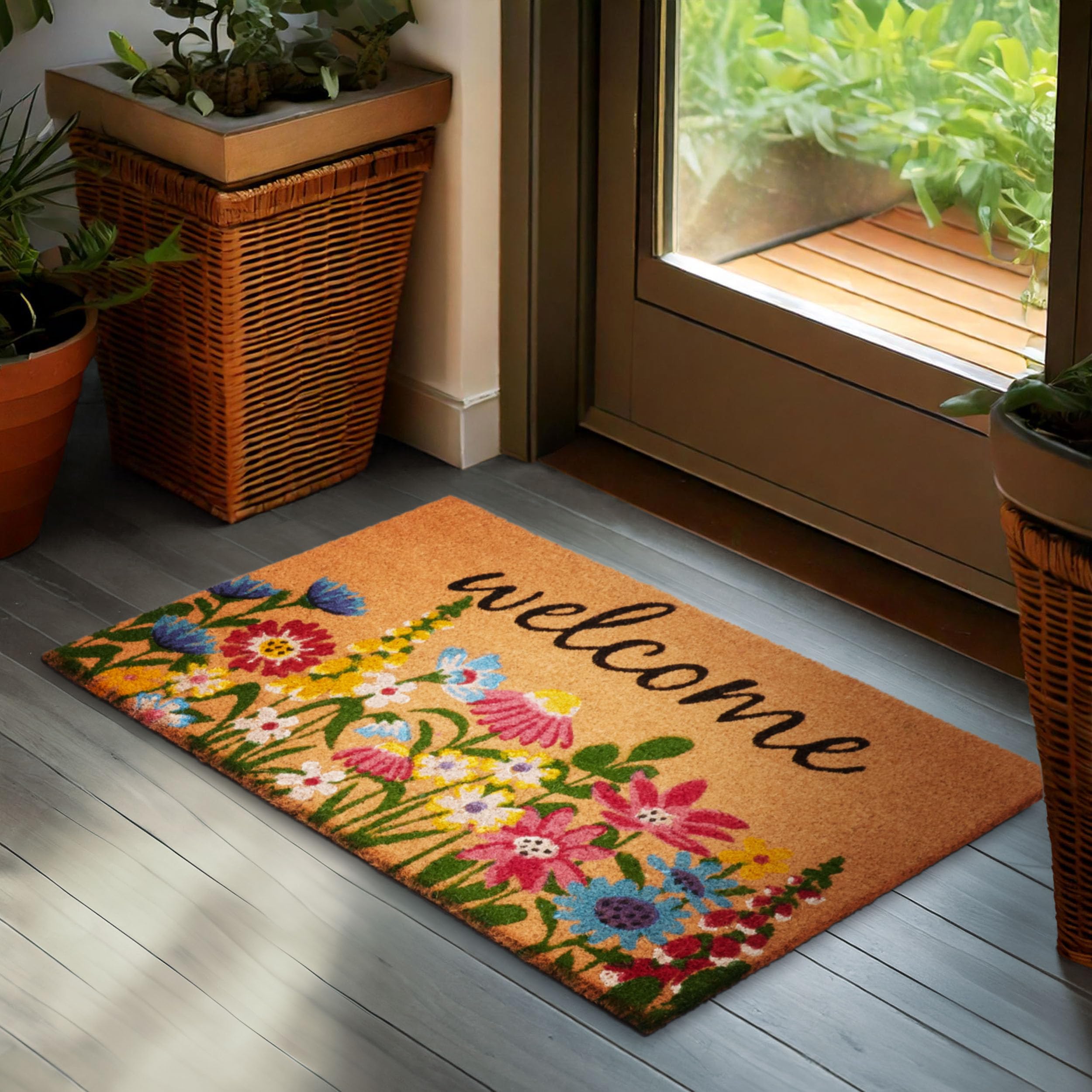 Image of Brubaker Doormat For Indoor And Outdoor Use - Welcome Flower