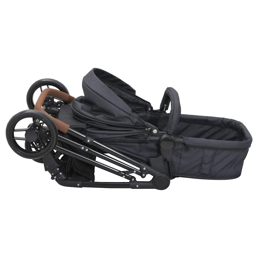 Twee-in-één Babywagen, Antracietgrijs en Zwart, Staal, Babywagen