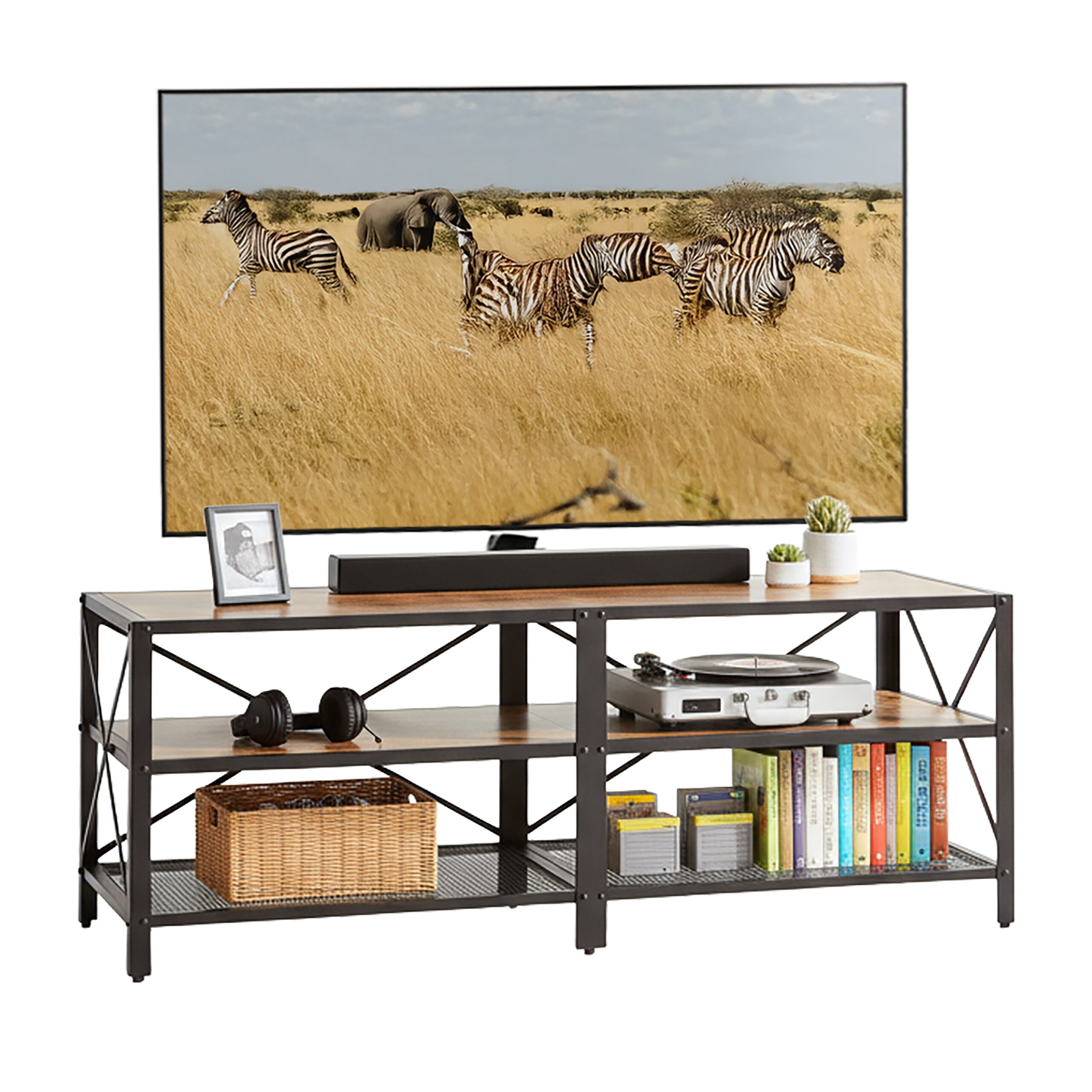 Tv Lowboard In Brown/black - (w)140 X (h)52 X (d)39 Cm