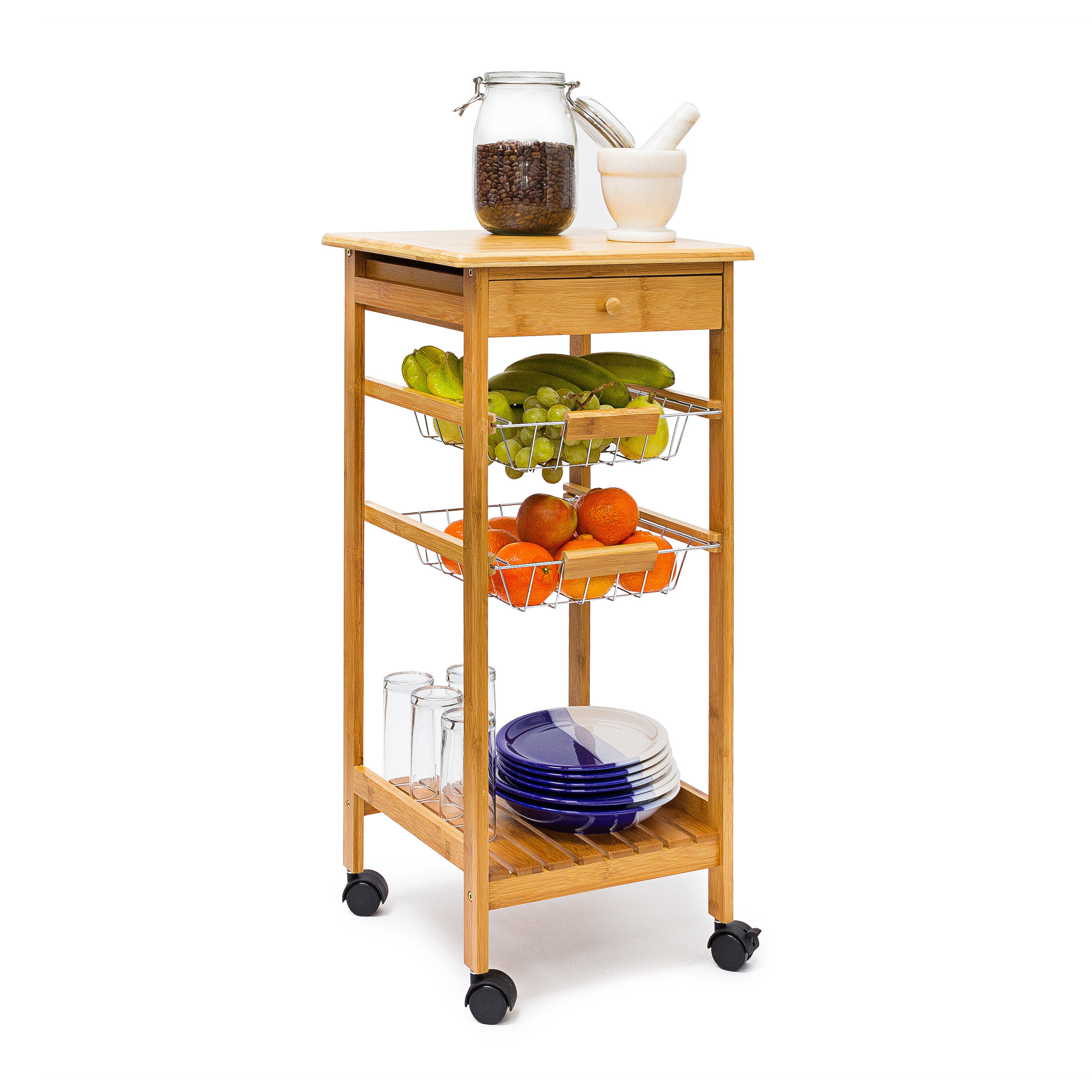 Kitchen Trolley In Natural - (w)37 X (h)80.5 X (d)37 Cm