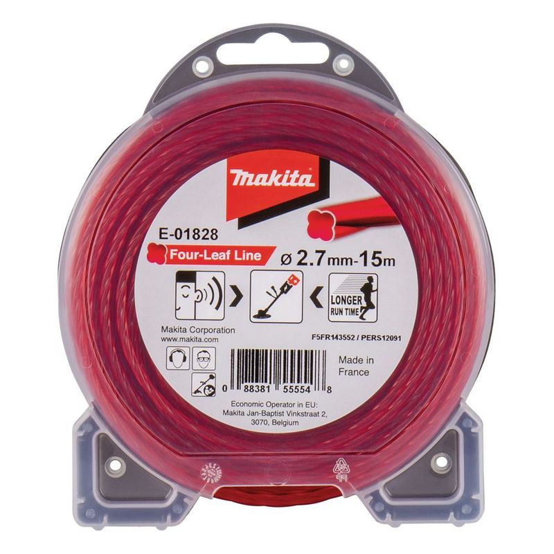 Makita E-01828 Trimmer Line 2.7 Mm × 15 M – Low-noise, Energy- & Long-lasting – Trimmer Accessories