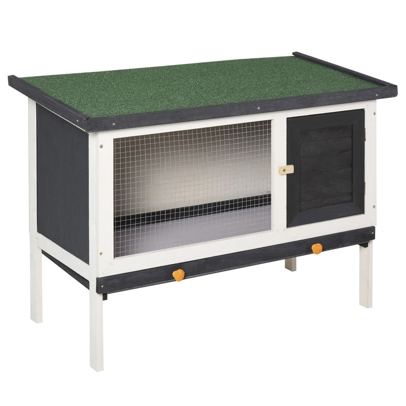 Rabbit Hutch with Interior Nesting Box, Opening Roof, Lockable Door, 90 X 45 X 65 Cm, Black And White.