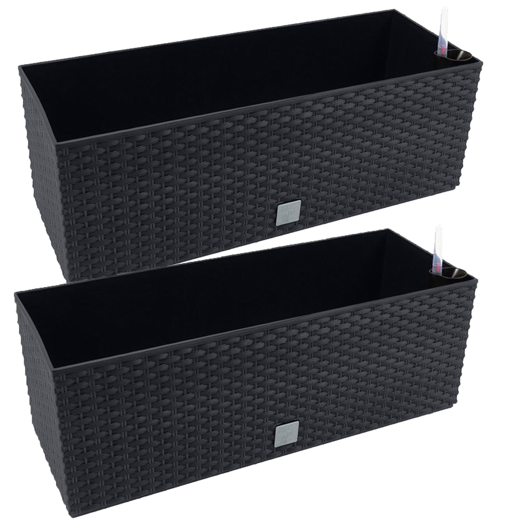 TEMU 2 unidades de jardinera rectangular 17 litros con autorriego color antracita 52 x 20 x 19 cm