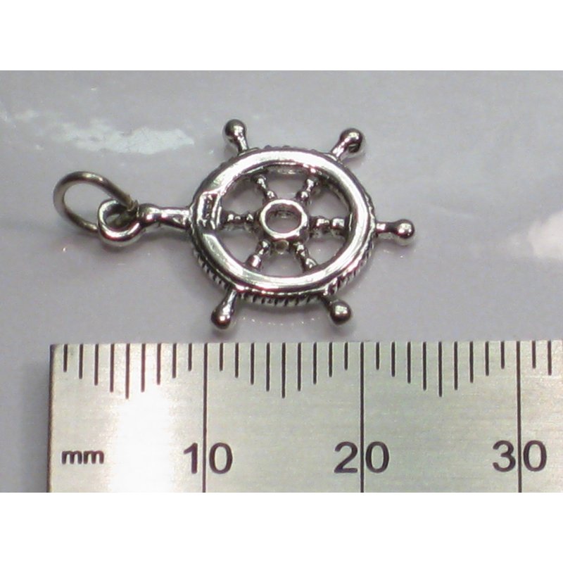 Ships Wheel Sterling Silver Charm, Nautical Accessory