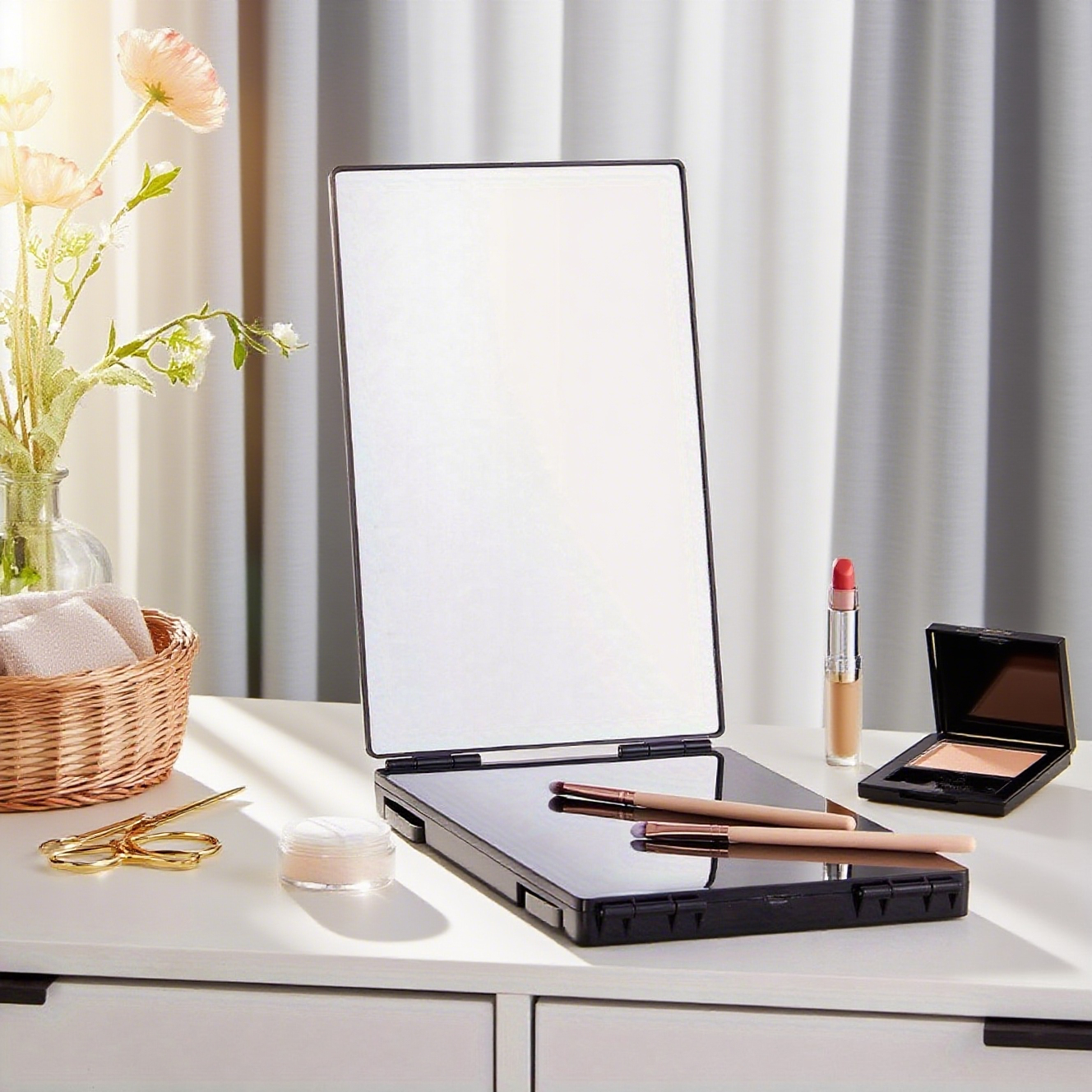Portable Triple Folding Mirror for Makeup and Grooming
