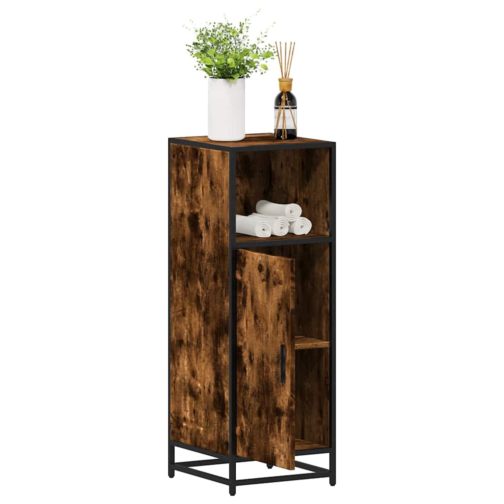 Image of Vidaxl Bathroom Cabinet Smoked Oak 35x37.5x100 Cm Wood Material, Bathroom Cabinet, Bathroom Storage, Bathroom Cabinets, Bathroom Furniture