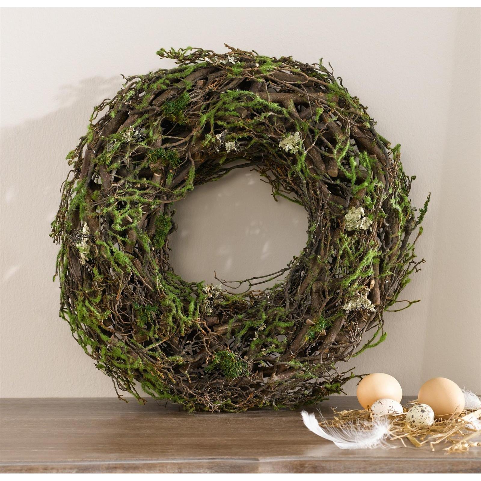 TEMU Large Decorative Wreath "moss" Ø 40 Cm, Made Of Natural Materials And Moss, Indoor & Outdoor Wreath, Wall Wreath, Table Wreath, Natural Wreath,