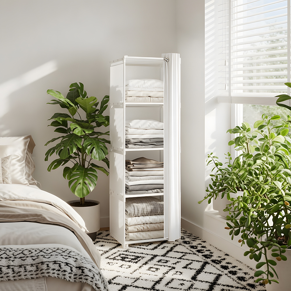 TEMU Multifunctional Clothes Wardrobe Portable Clothing Storage Cabinet, Dustproof Wardrobe Bedroom Cabinet Home Furniture Clothing Storage Shelf