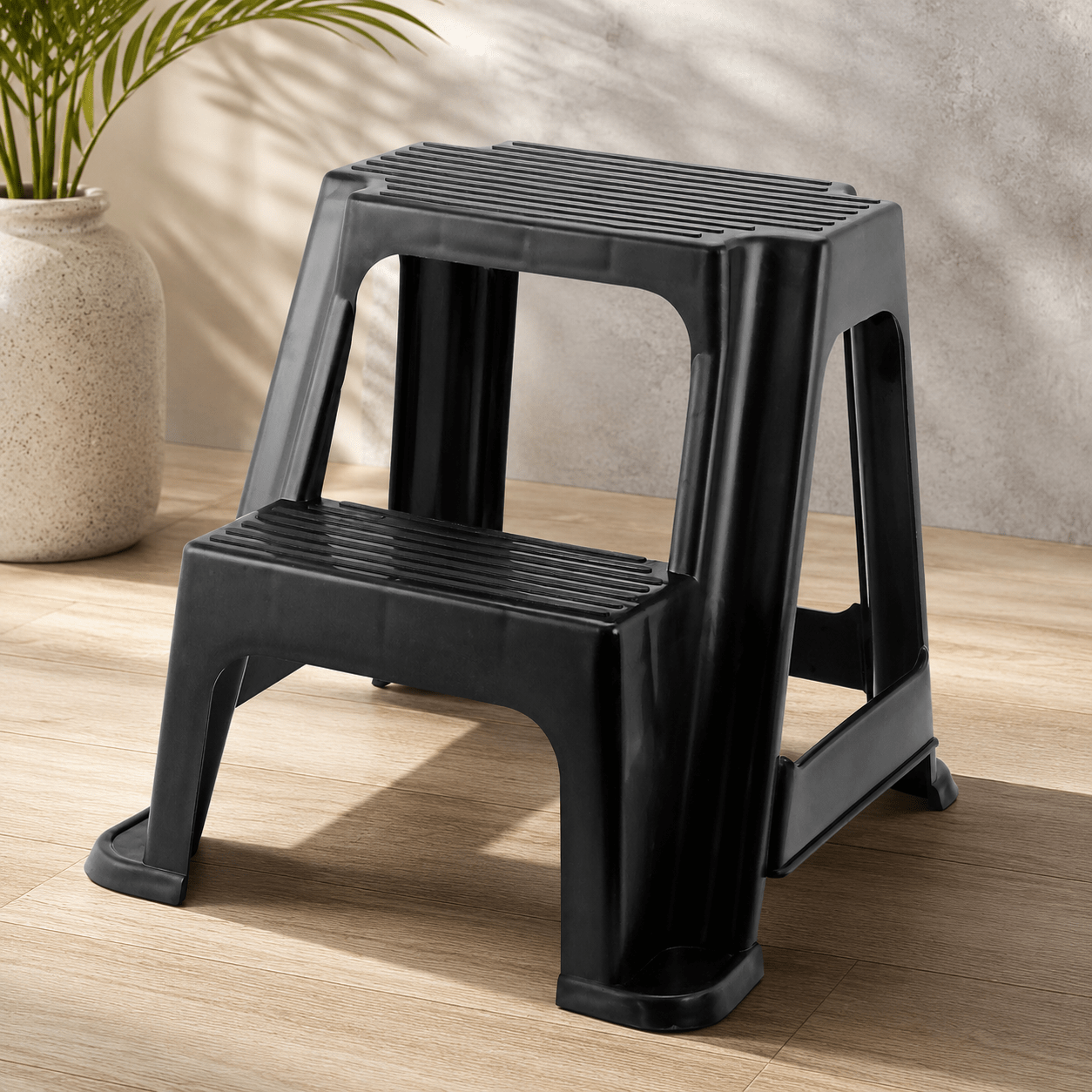 TEMU Black 2 Step Stool Ladder, Plastic Step Stool For Home, Kitchen, Bathroom And Everyday Use