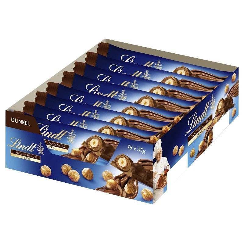 Lindt Whole Hazelnut Dark Chocolate Bars 18x 35g