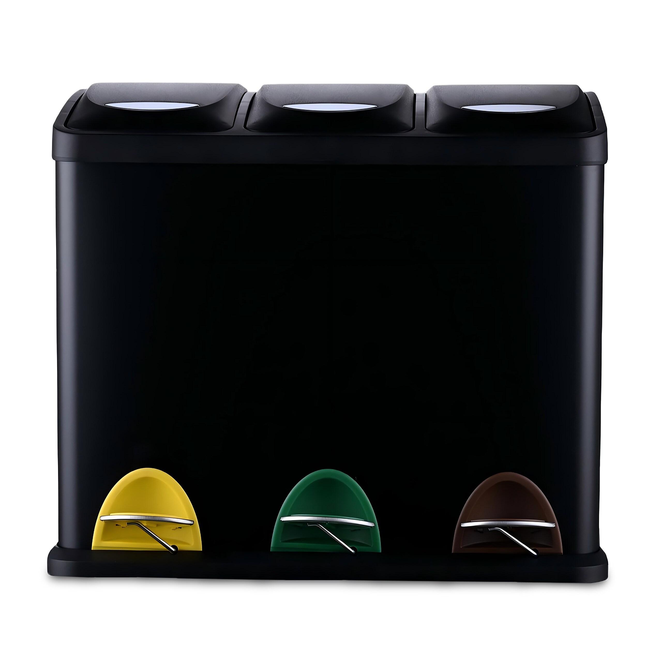 3-compartment Trash Can In Black - 24