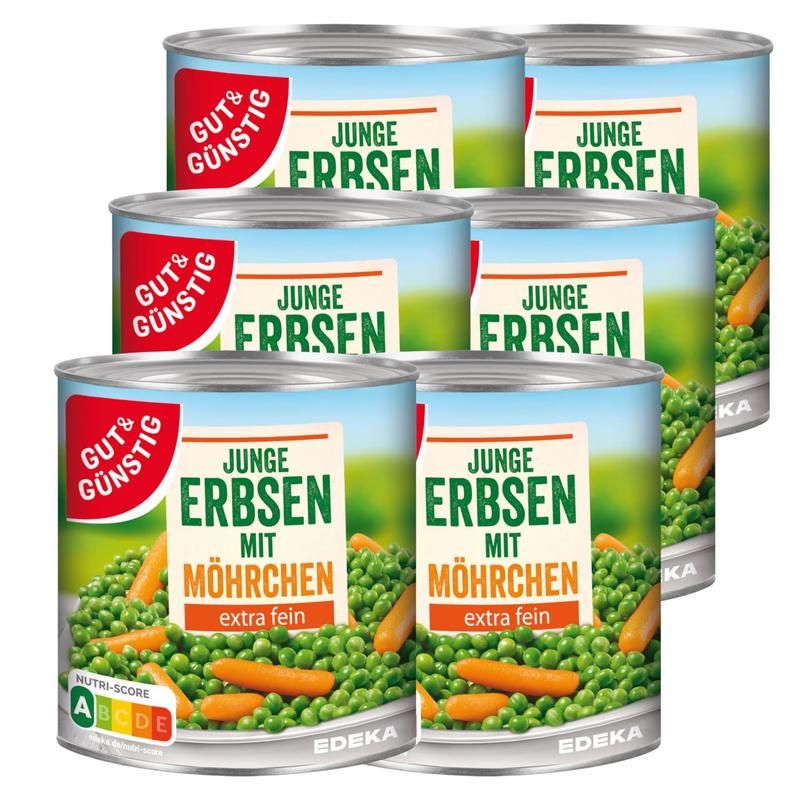 Image of 6x Gut&günstig Extra Fine Young Peas + Carrots 800g (6x800g)